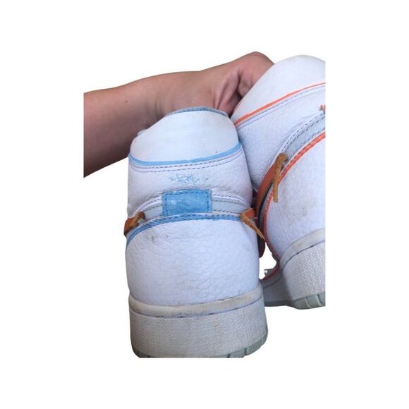 Custom Nike Air Jordan 1 Mid White Pure Platinum Swoosh Size 10.5 - Picture 4 of 16